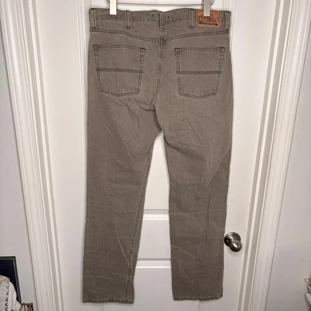LL Bean Jeans Standard Fit Mens 34x34 Taupe Gray Cotton Casual Work Pants EUC